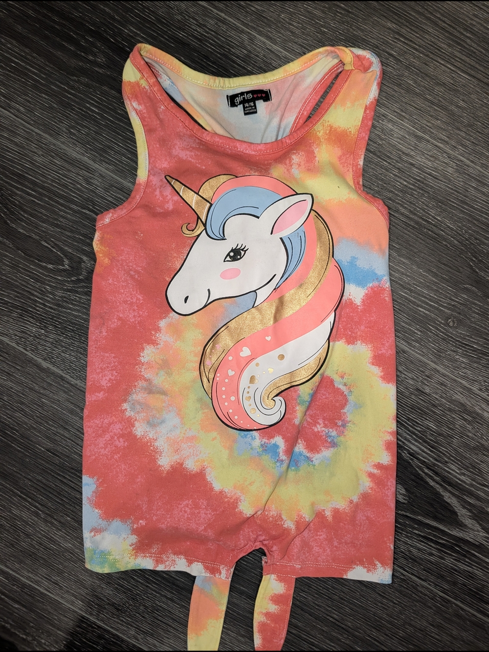Girls Unicorn Tie-Dye Shirt - Multicolor